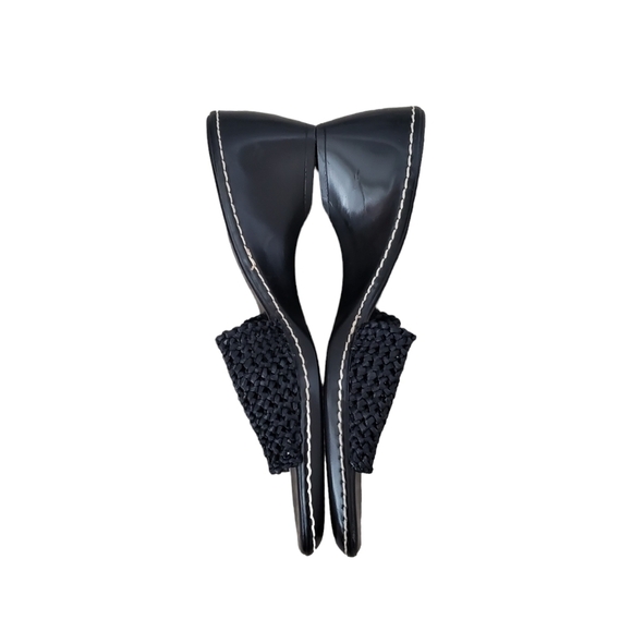 Damiani's Black Wedge Woven Top Slip On Sandals - Picture 5 of 11